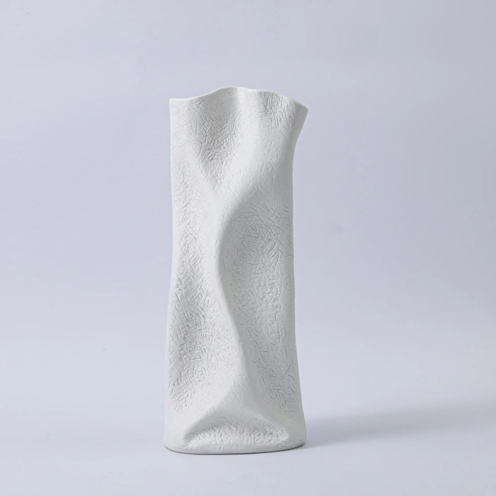 White ceramic abstract vase