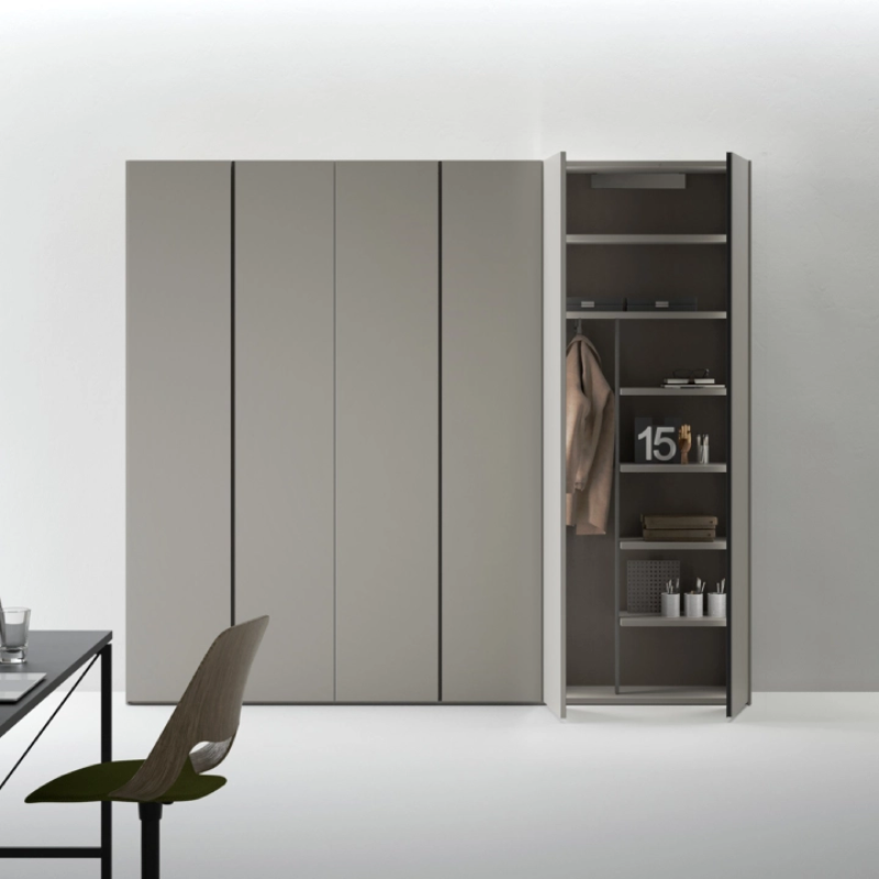 Closet with six swing opening doors
