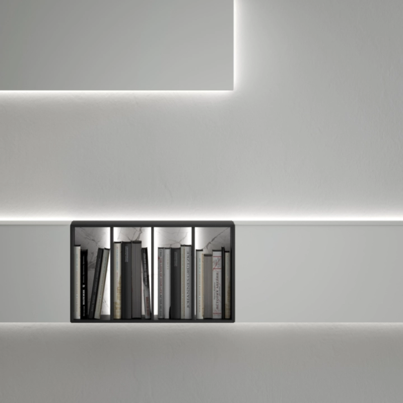 Suspended storage units with Bookcases