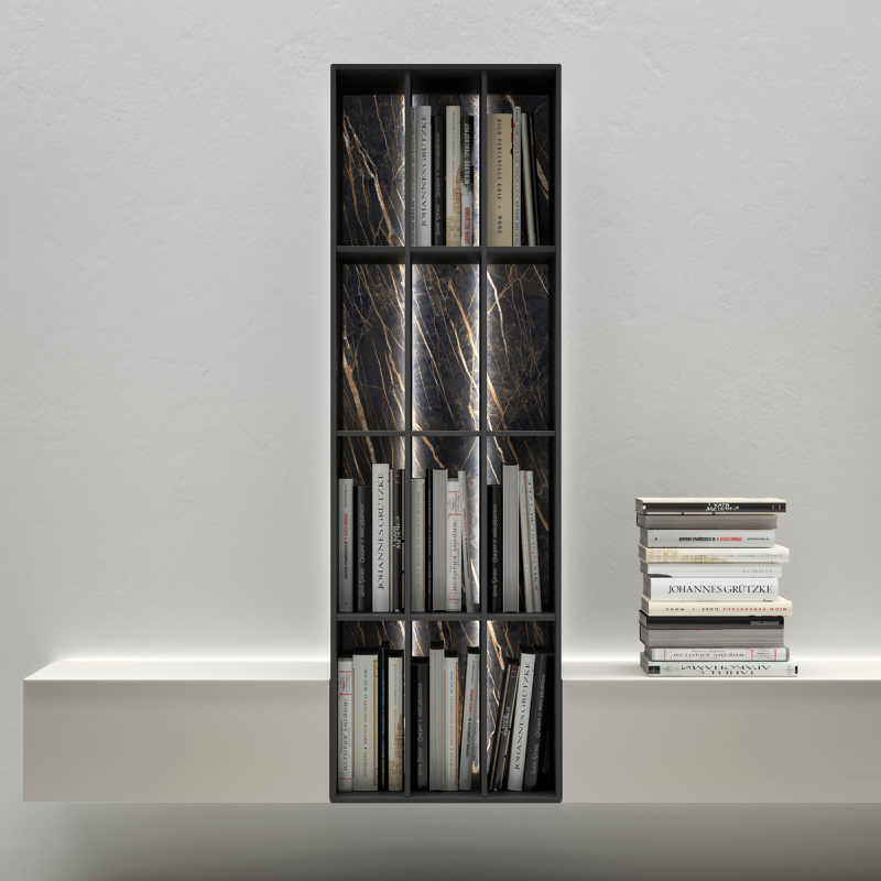 Suspended module with vertical Bookcase