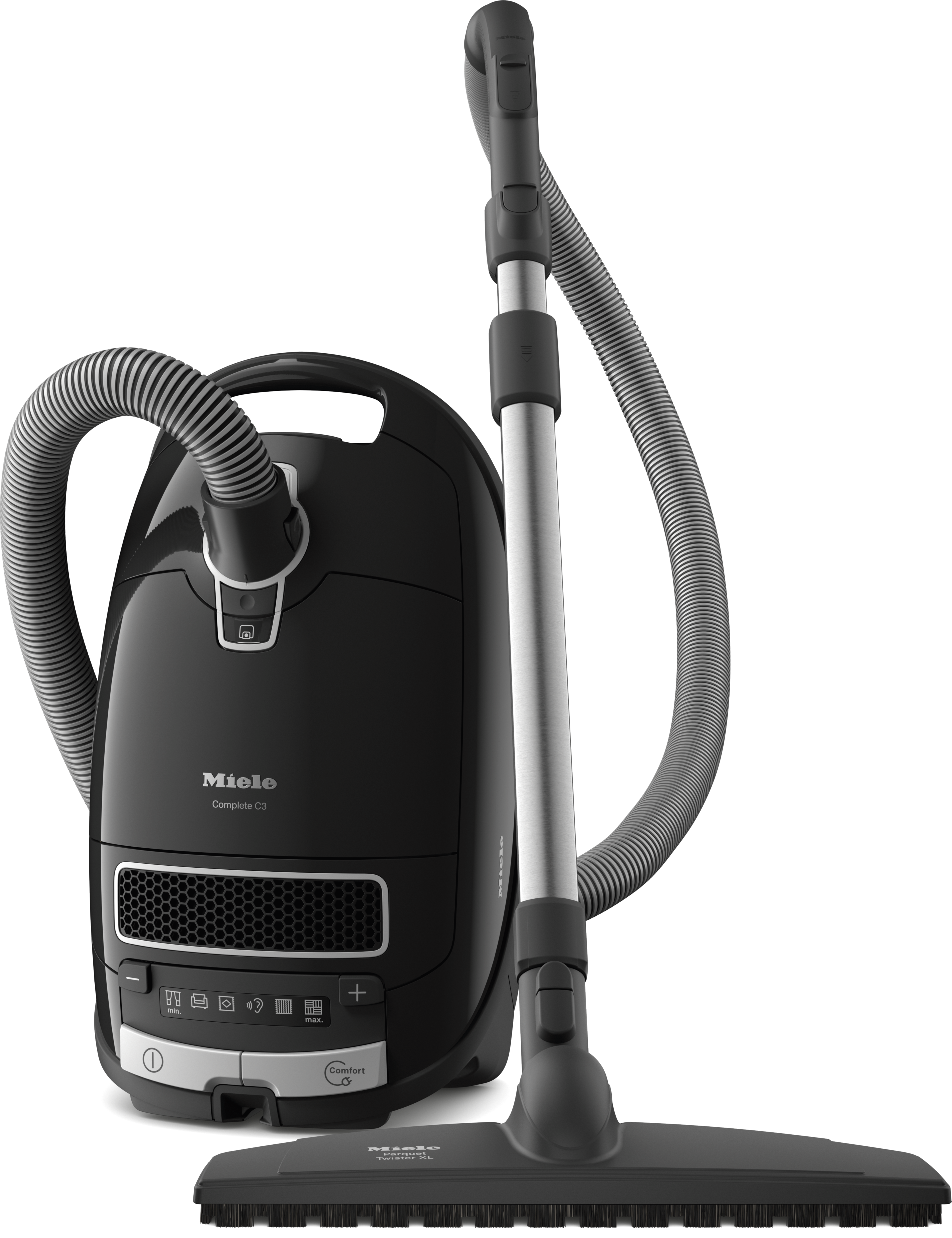 Complete C3 Parquet XLCylinder vacuum cleaner with comprehensive accessories for nearly every cleaning challenge.