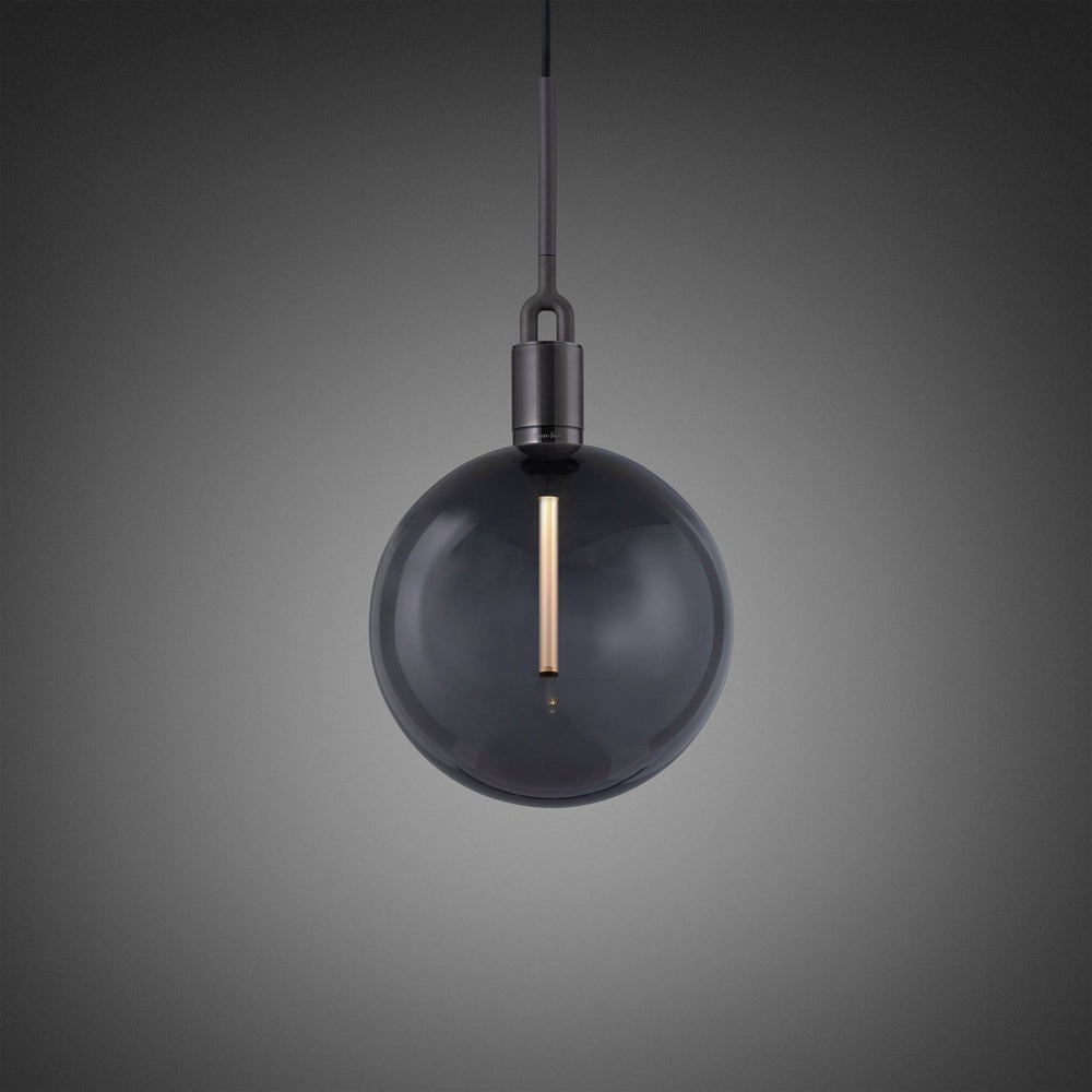 Forked Pendant / Globe / Smoked / Large / Gun Metal