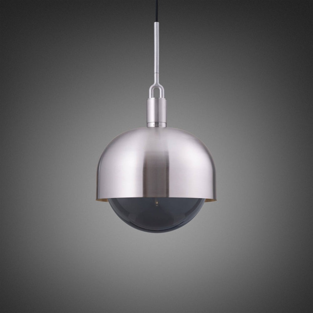 Forked Pendant / Shade / Globe / Smoked / Large / Steel