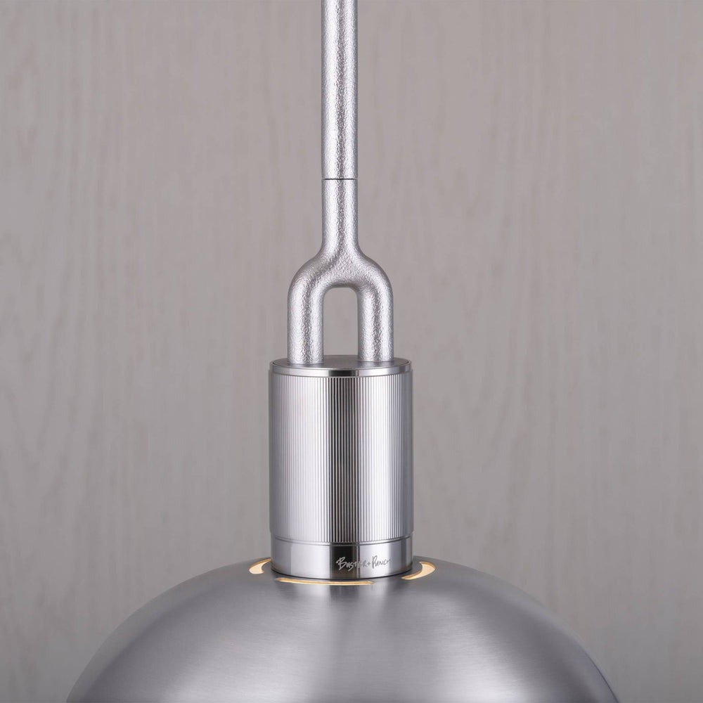 Forked Pendant / Shade / Globe / Smoked / Large / Steel