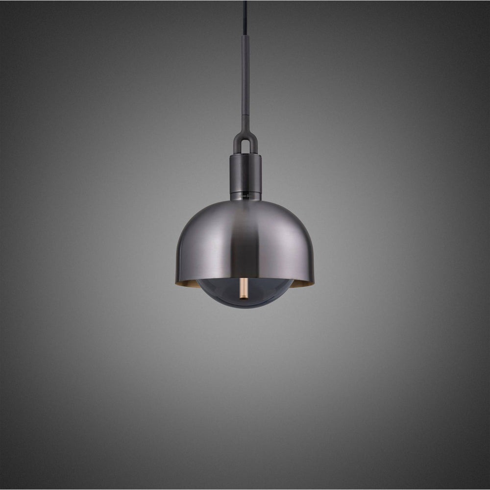 Forked Pendant / Shade / Globe / Smoked / Medium / Gun Metal