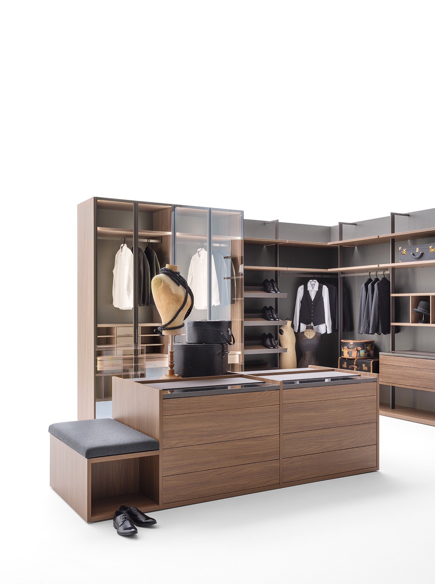 Walk-in closet with island