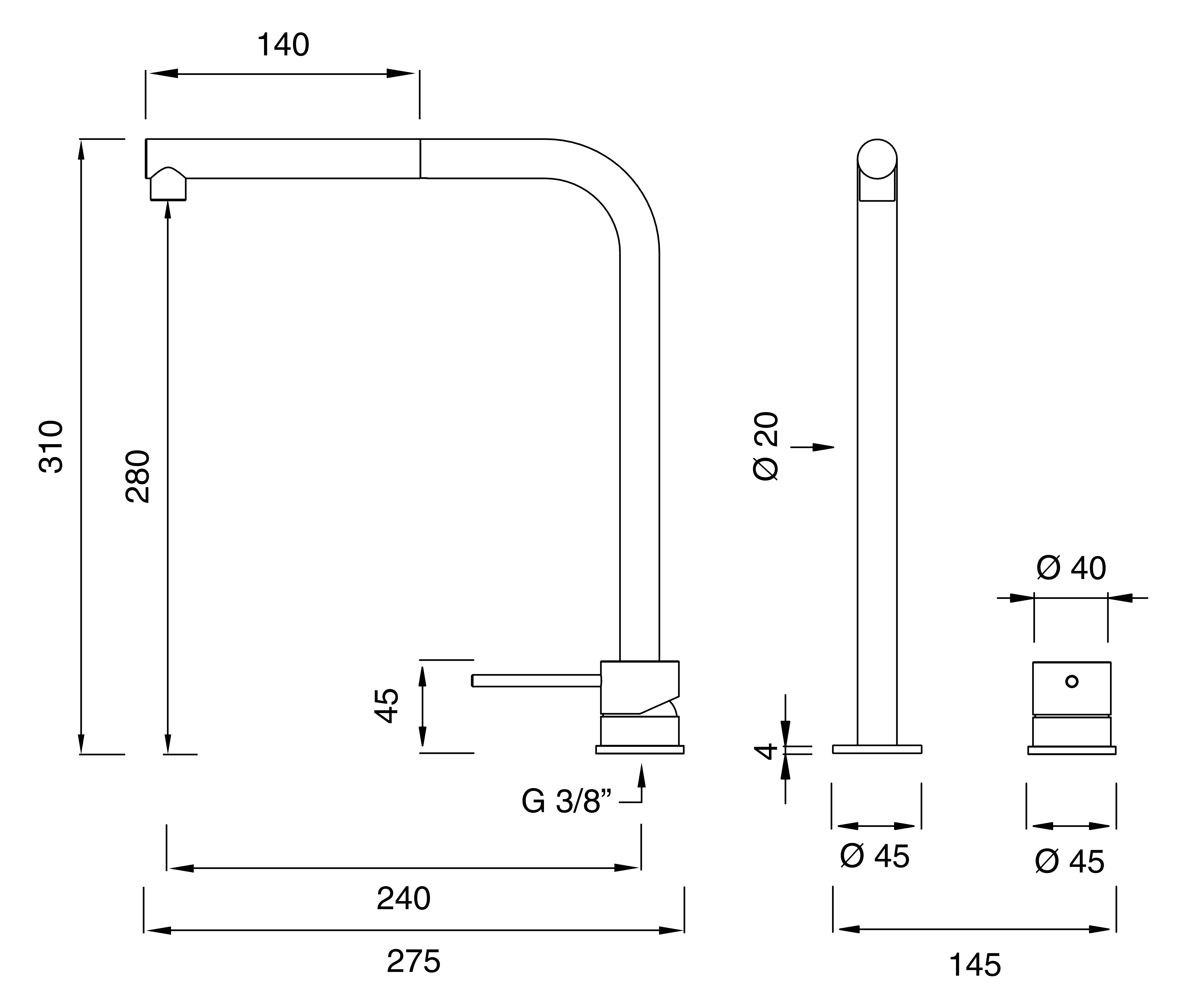Tap MIL209 with Pull-Out Hand Shower