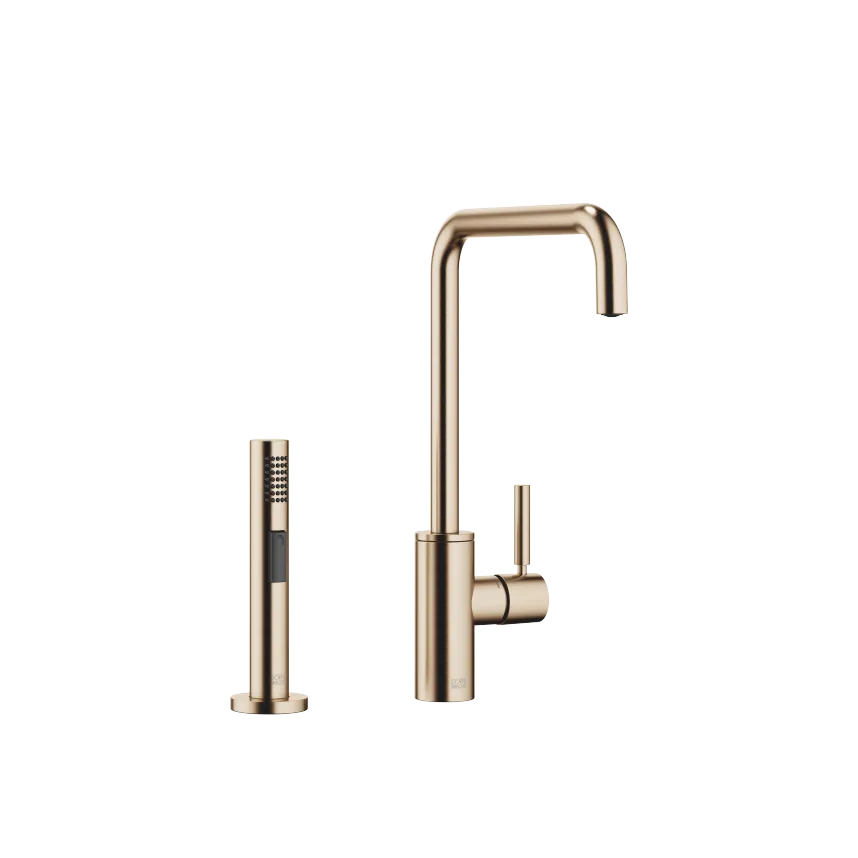 META SQUARE Single-lever mixer long with line rinsing spray set