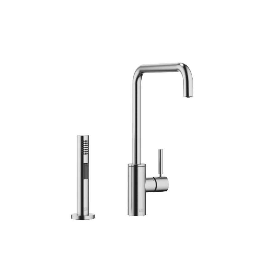 META SQUARE Single-lever mixer long with line rinsing spray set