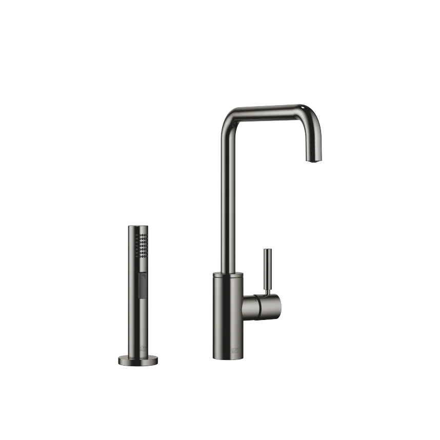 META SQUARE Single-lever mixer long with line rinsing spray set