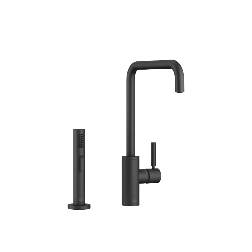 META SQUARE Single-lever mixer long with line rinsing spray set