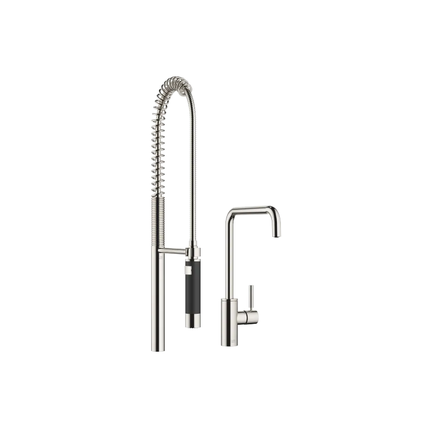 META SQUARE Single-lever mixer long with Profi spray set