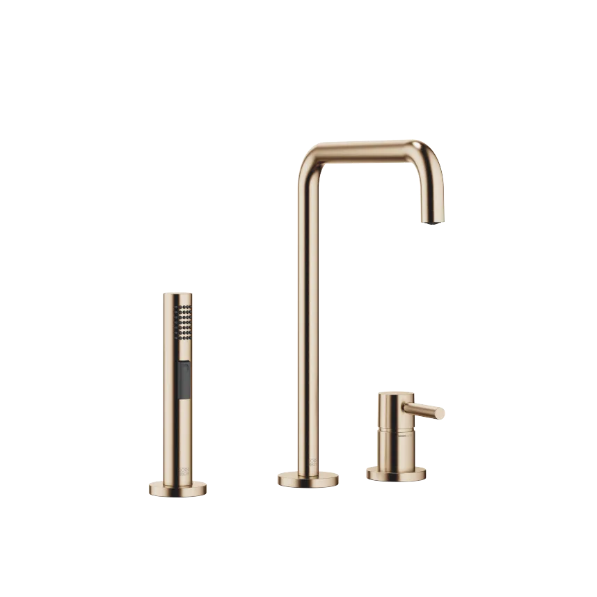META SQUARE Two-hole mixer with individual rosettes with line rinsing spray set