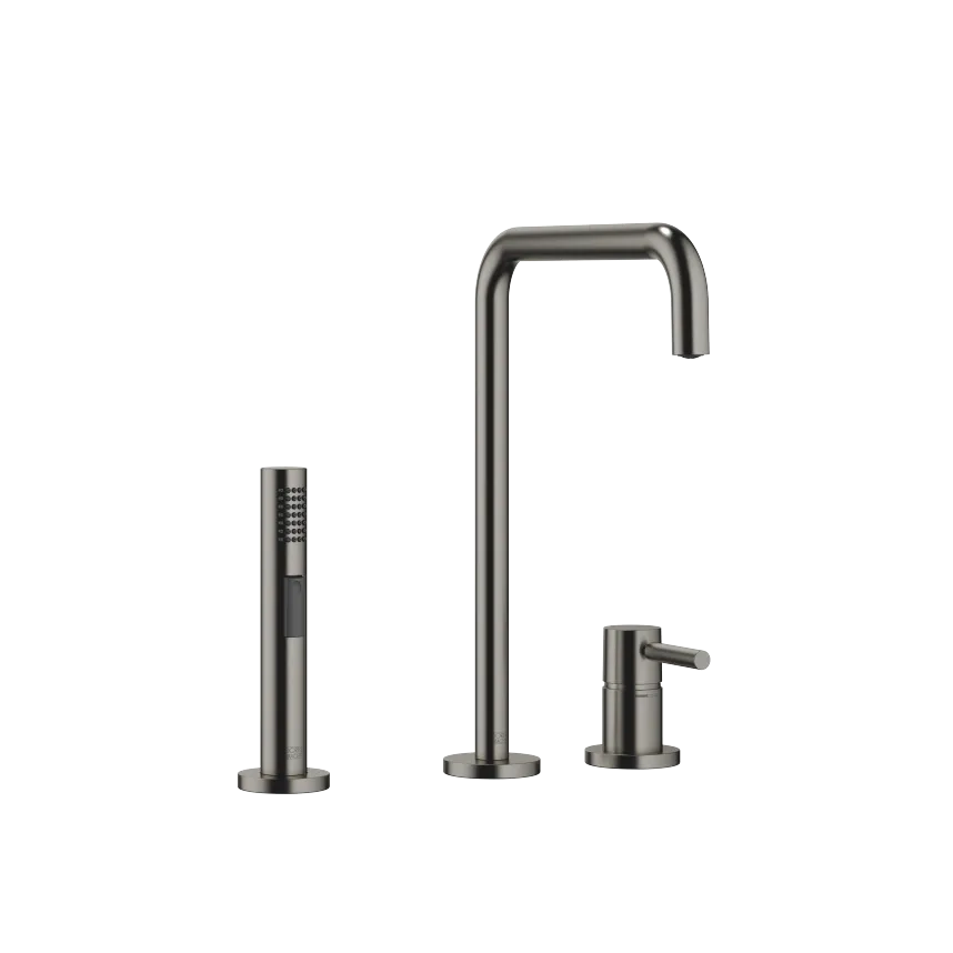 META SQUARE Two-hole mixer with individual rosettes with line rinsing spray set