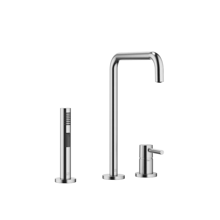 META SQUARE Two-hole mixer with individual rosettes with line rinsing spray set