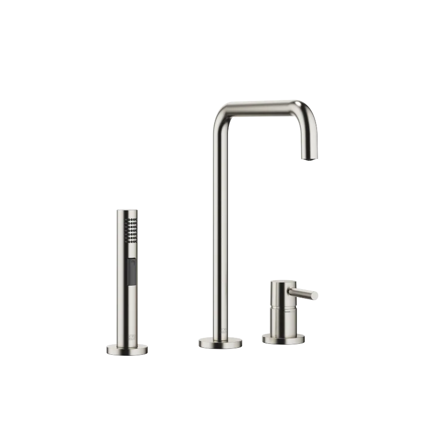 META SQUARE Two-hole mixer with individual rosettes with line rinsing spray set