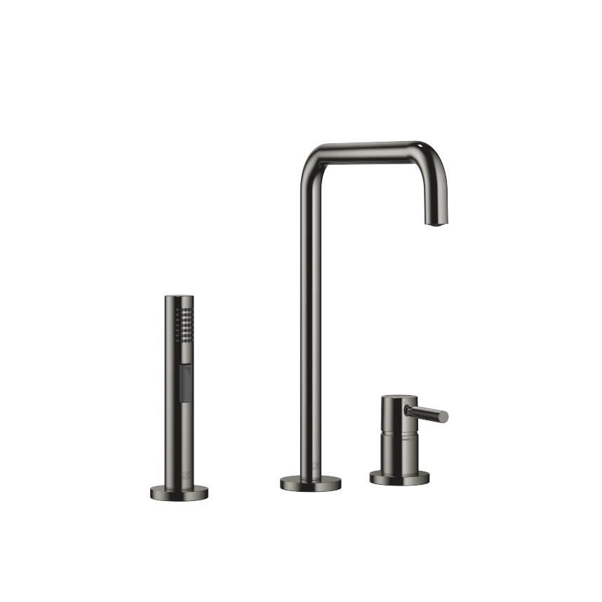 META SQUARE Two-hole mixer with individual rosettes with line rinsing spray set