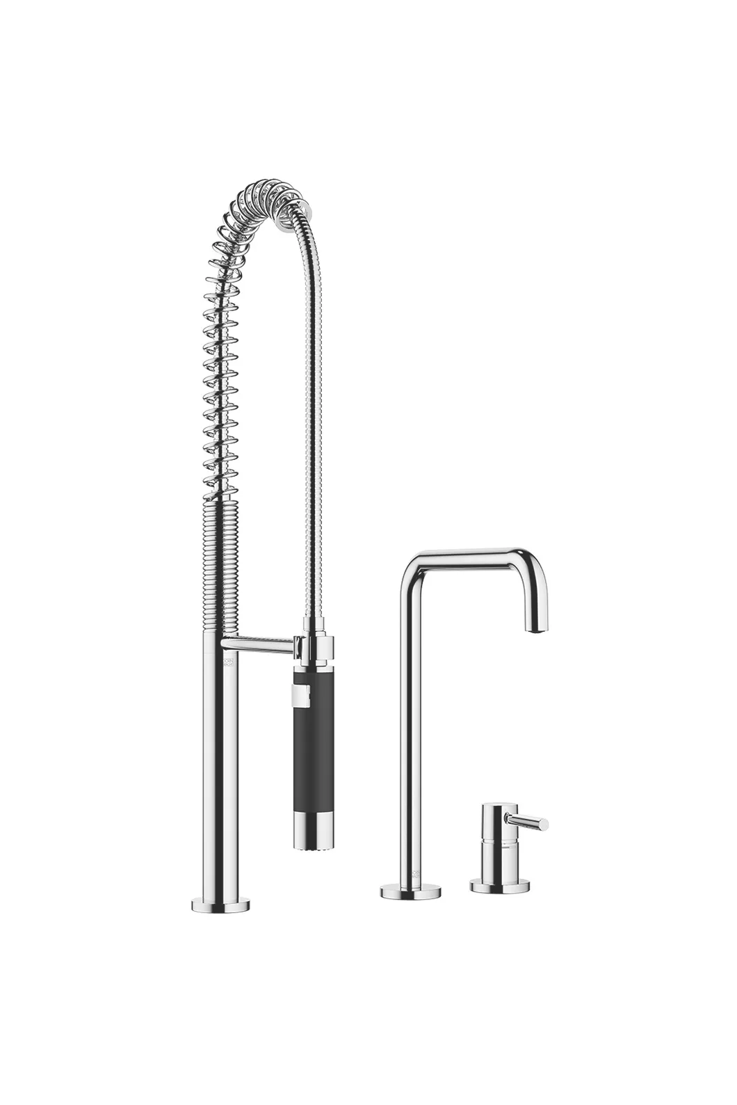 META SQUARE Two-hole mixer with individual rosettes with profi spray set