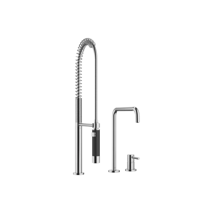 META SQUARE Two-hole mixer with individual rosettes with profi spray set