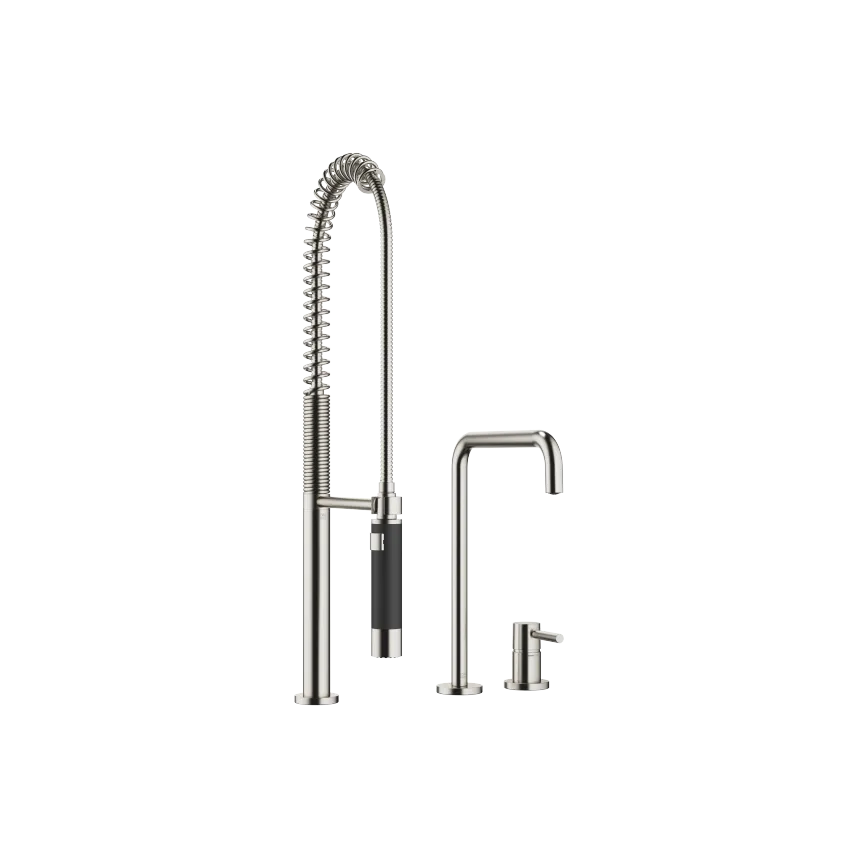 META SQUARE Two-hole mixer with individual rosettes with profi spray set