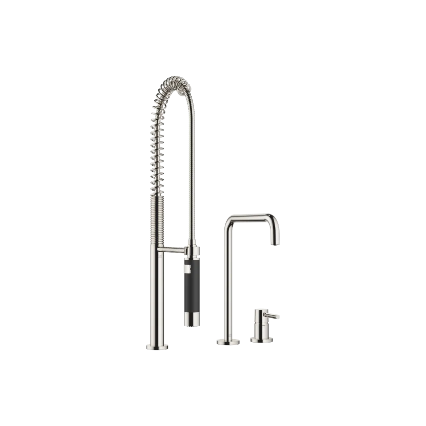 META SQUARE Two-hole mixer with individual rosettes with profi spray set