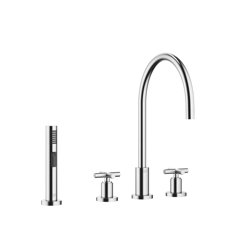 TARA Three-hole mixer with line rinsing spray set