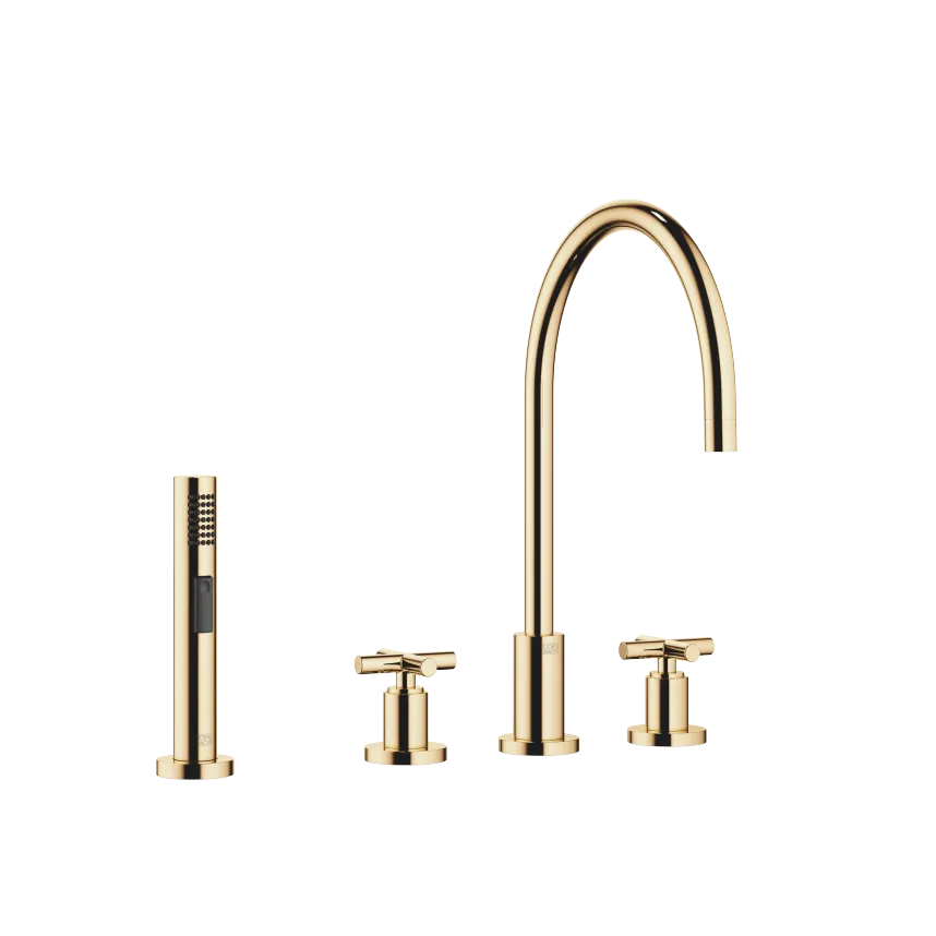 TARA Three-hole mixer with line rinsing spray set
