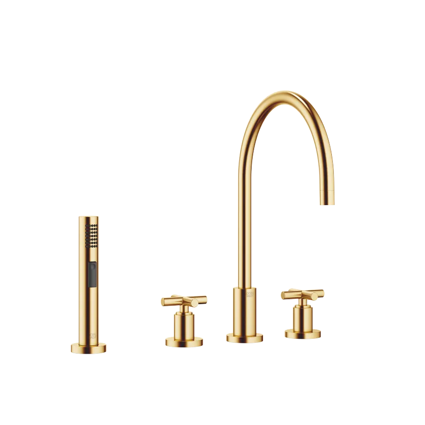 TARA Three-hole mixer with line rinsing spray set