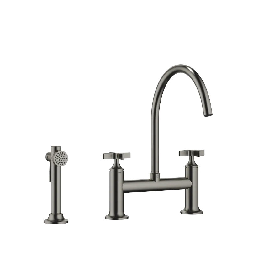 VAIA Two-hole bridge mixer classic with angled rinsing spray set