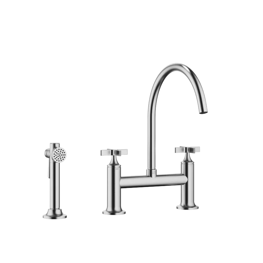 VAIA Two-hole bridge mixer classic with angled rinsing spray set