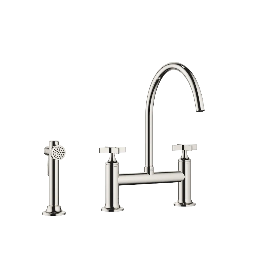 VAIA Two-hole bridge mixer classic with angled rinsing spray set