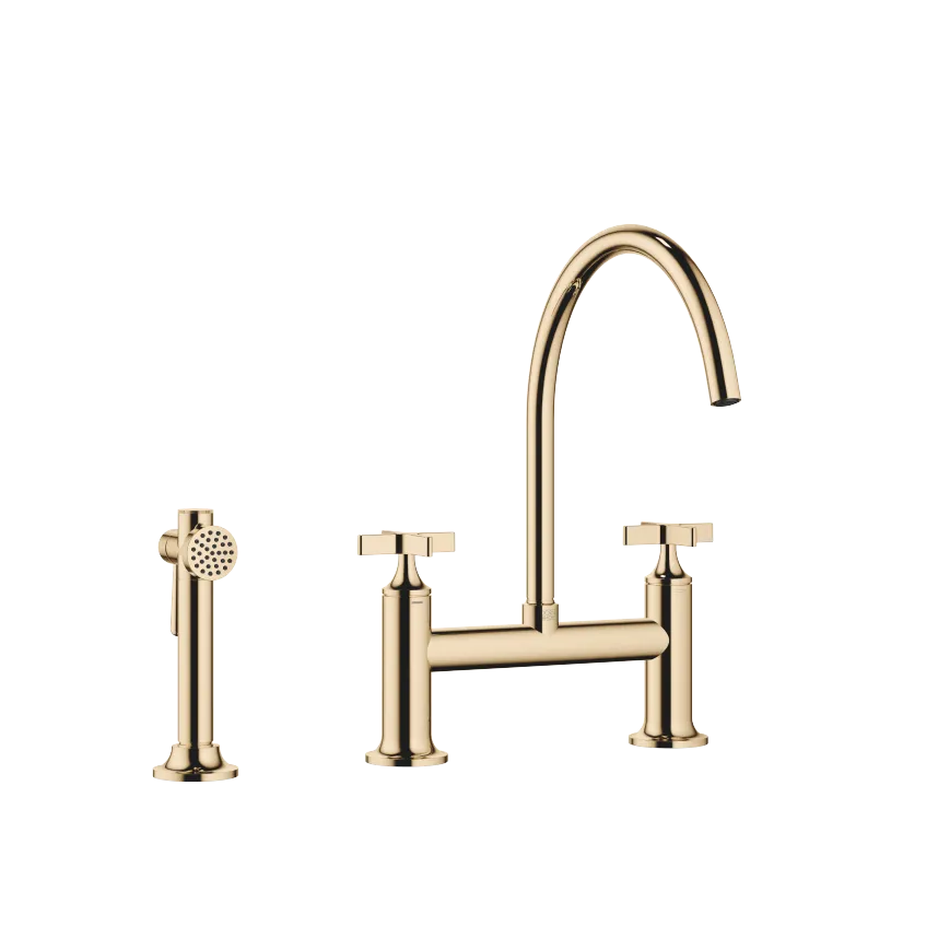 VAIA Two-hole bridge mixer classic with angled rinsing spray set