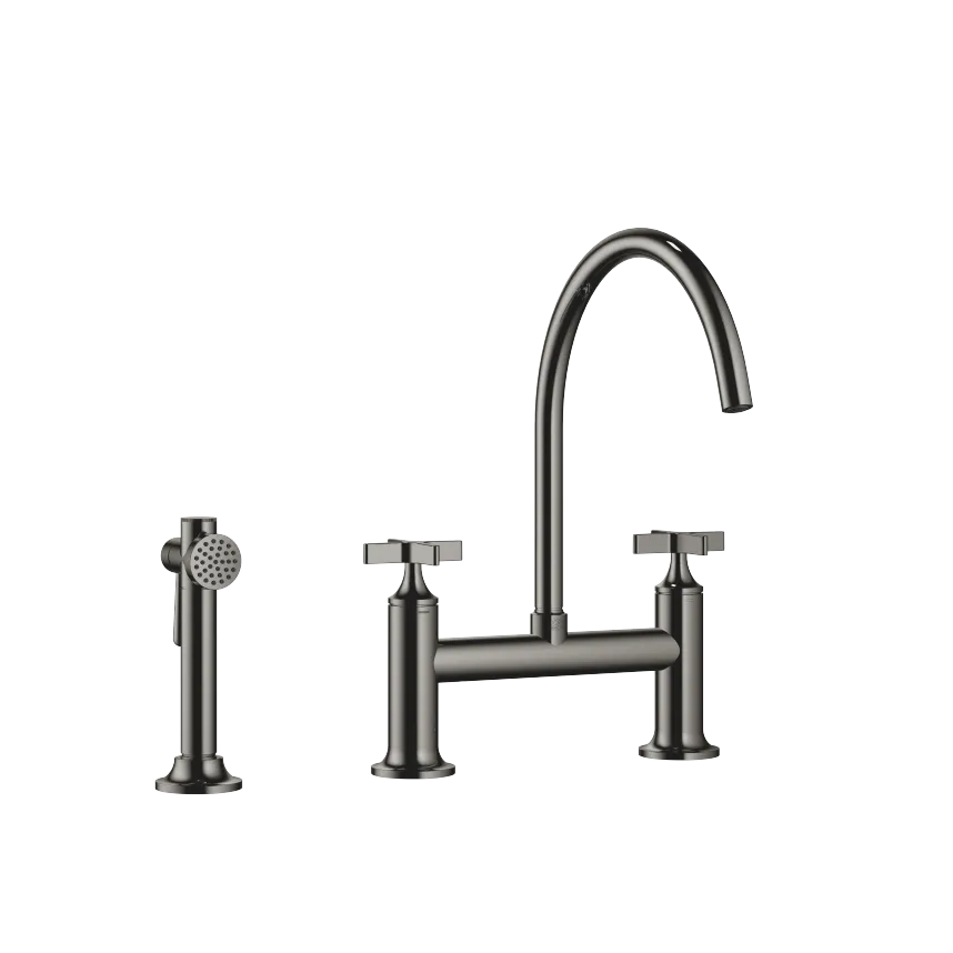 VAIA Two-hole bridge mixer classic with angled rinsing spray set