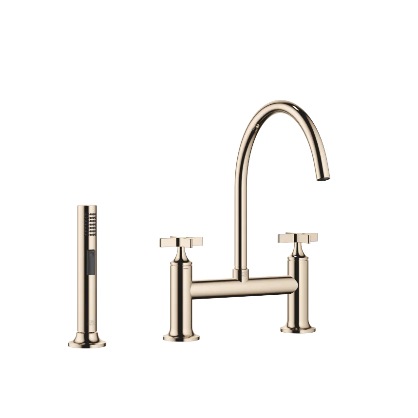 VAIA Two-hole bridge mixer classic with line rinsing spray set