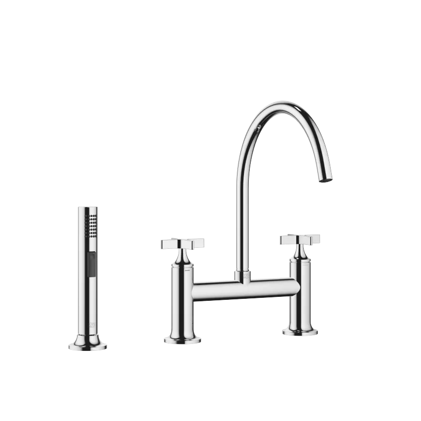 VAIA Two-hole bridge mixer classic with line rinsing spray set