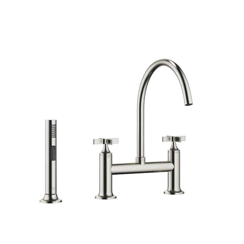 VAIA Two-hole bridge mixer classic with line rinsing spray set
