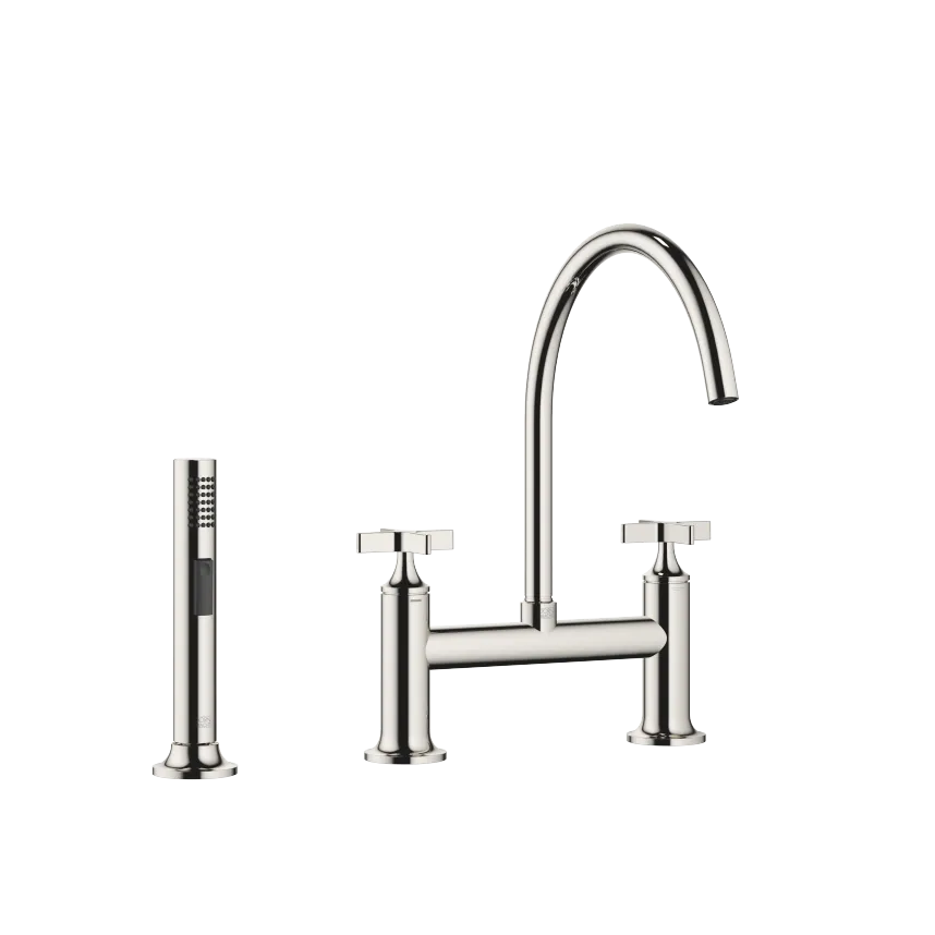 VAIA Two-hole bridge mixer classic with line rinsing spray set