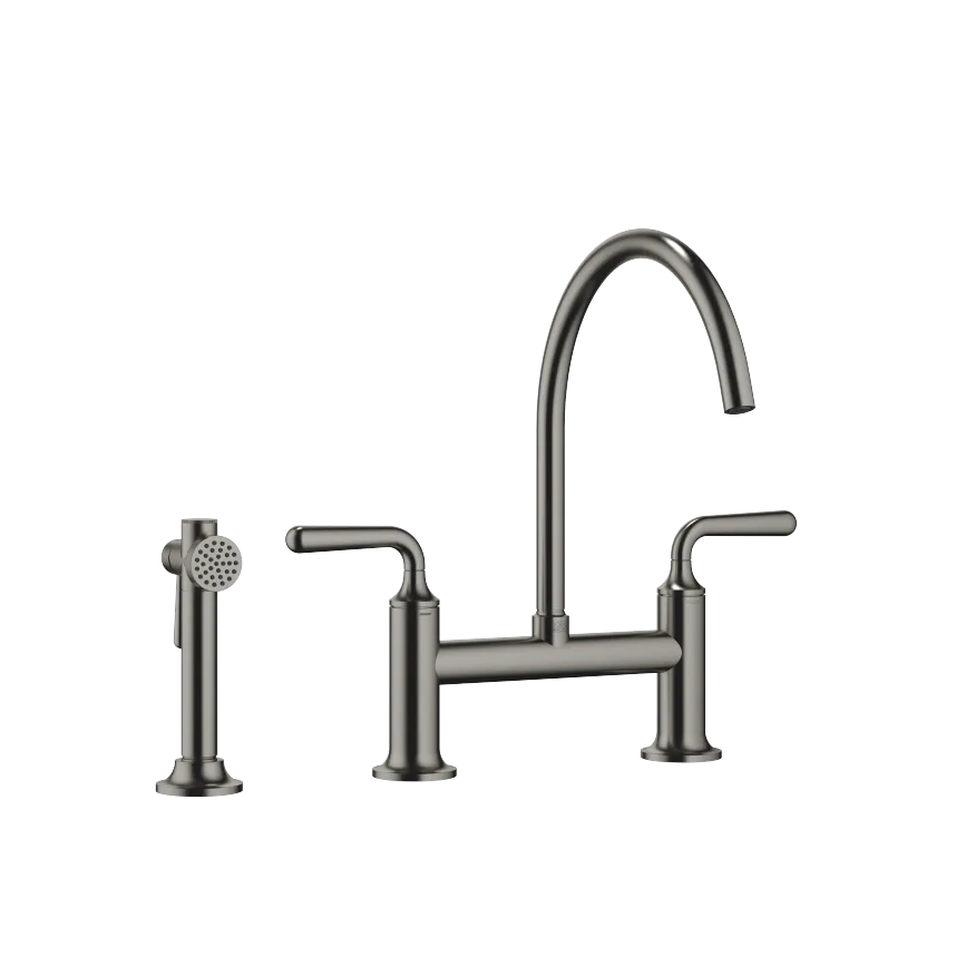 VAIA Two-hole bridge mixer modern with angled rinsing spray set