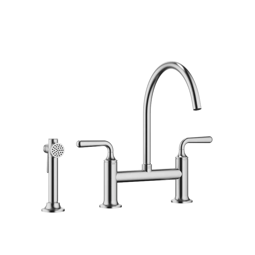 VAIA Two-hole bridge mixer modern with angled rinsing spray set