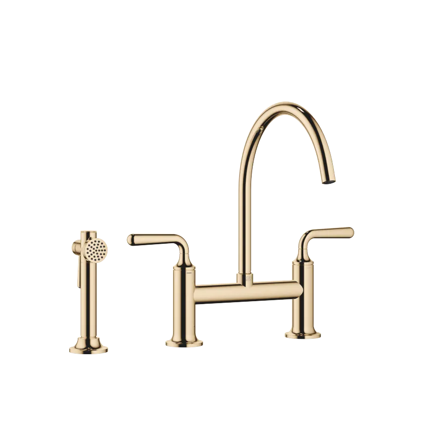 VAIA Two-hole bridge mixer modern with angled rinsing spray set