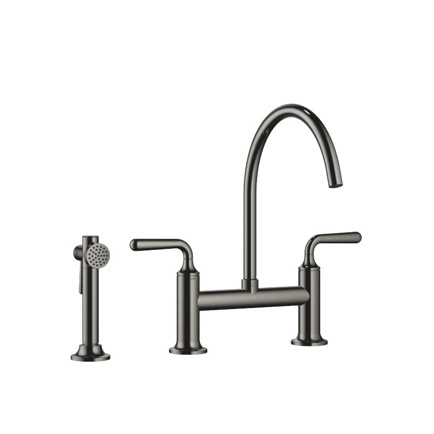 VAIA Two-hole bridge mixer modern with angled rinsing spray set