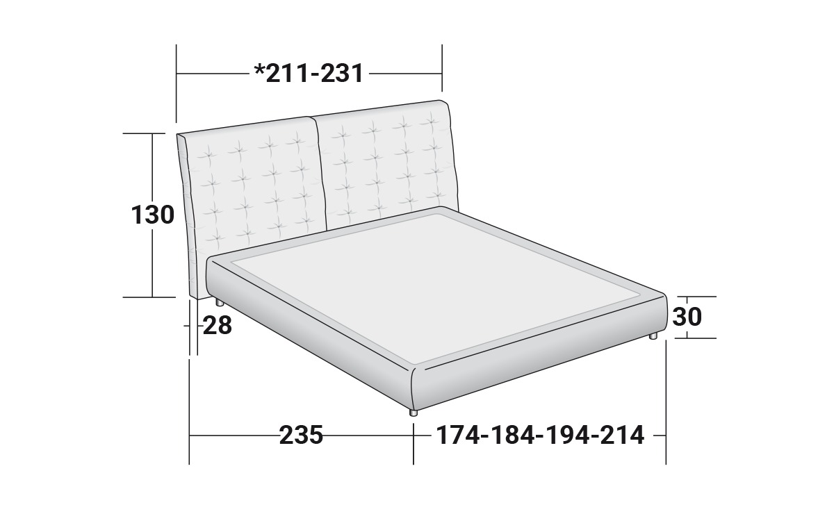 Angle Quilted headboard bed