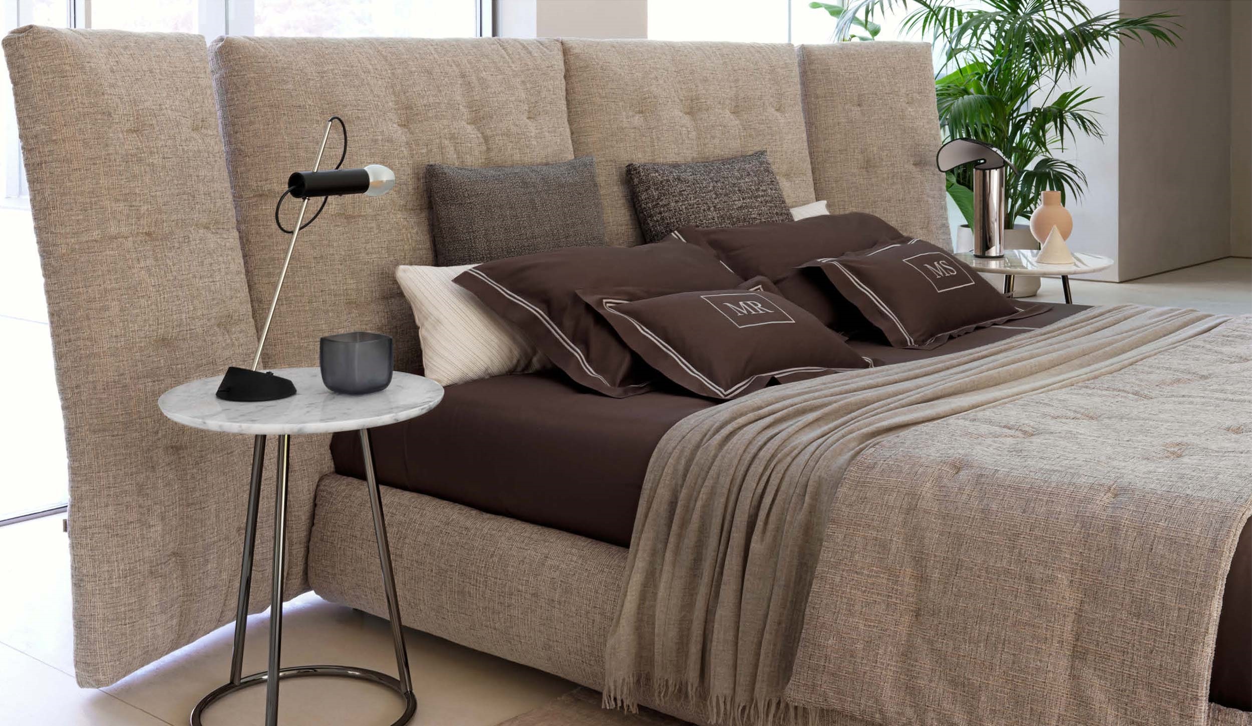 Angle With side panels quilted headboard