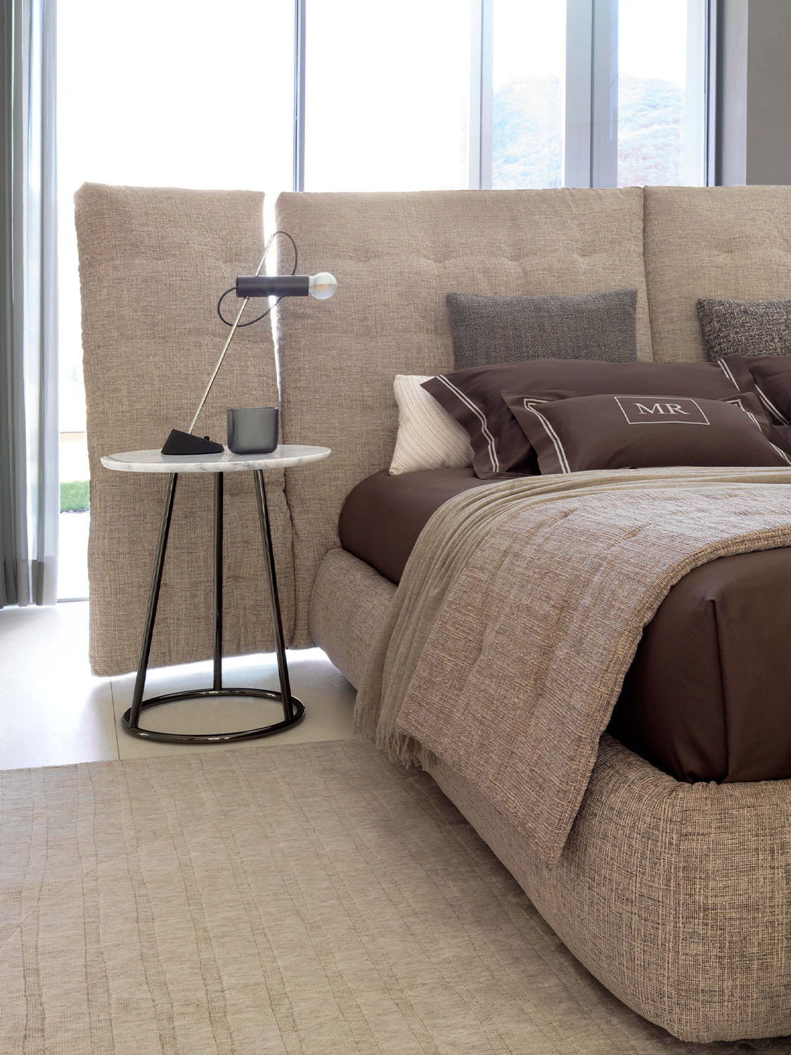 Angle With side panels quilted headboard