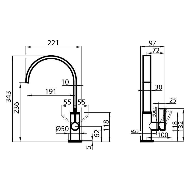 Mixer Tap 1/2 Circle