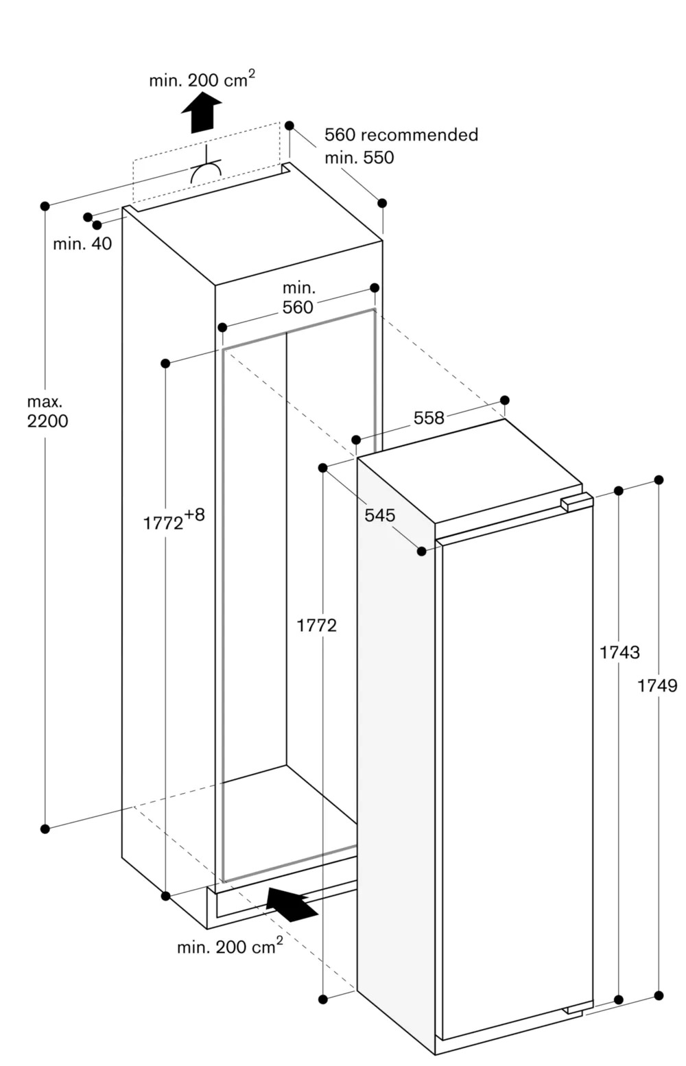 Gaggenau 200 series Vario built-in fridge