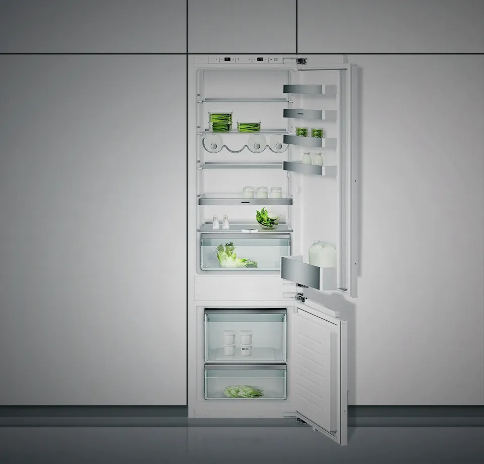 Gaggenau 200 series built-in fridge-freezer with freezer at bottom