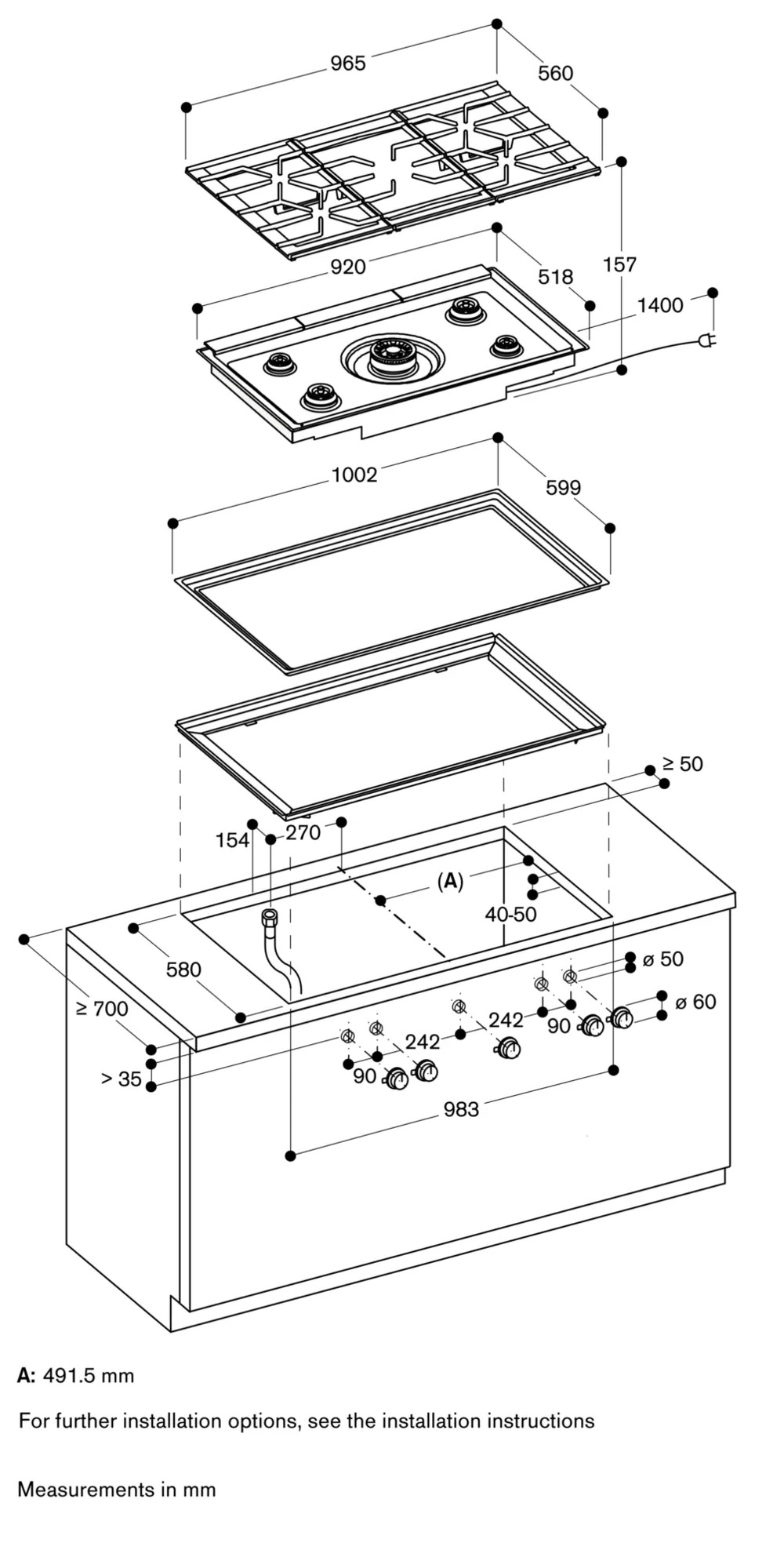 Gaggenau 400 series gas hob, Liquidgas