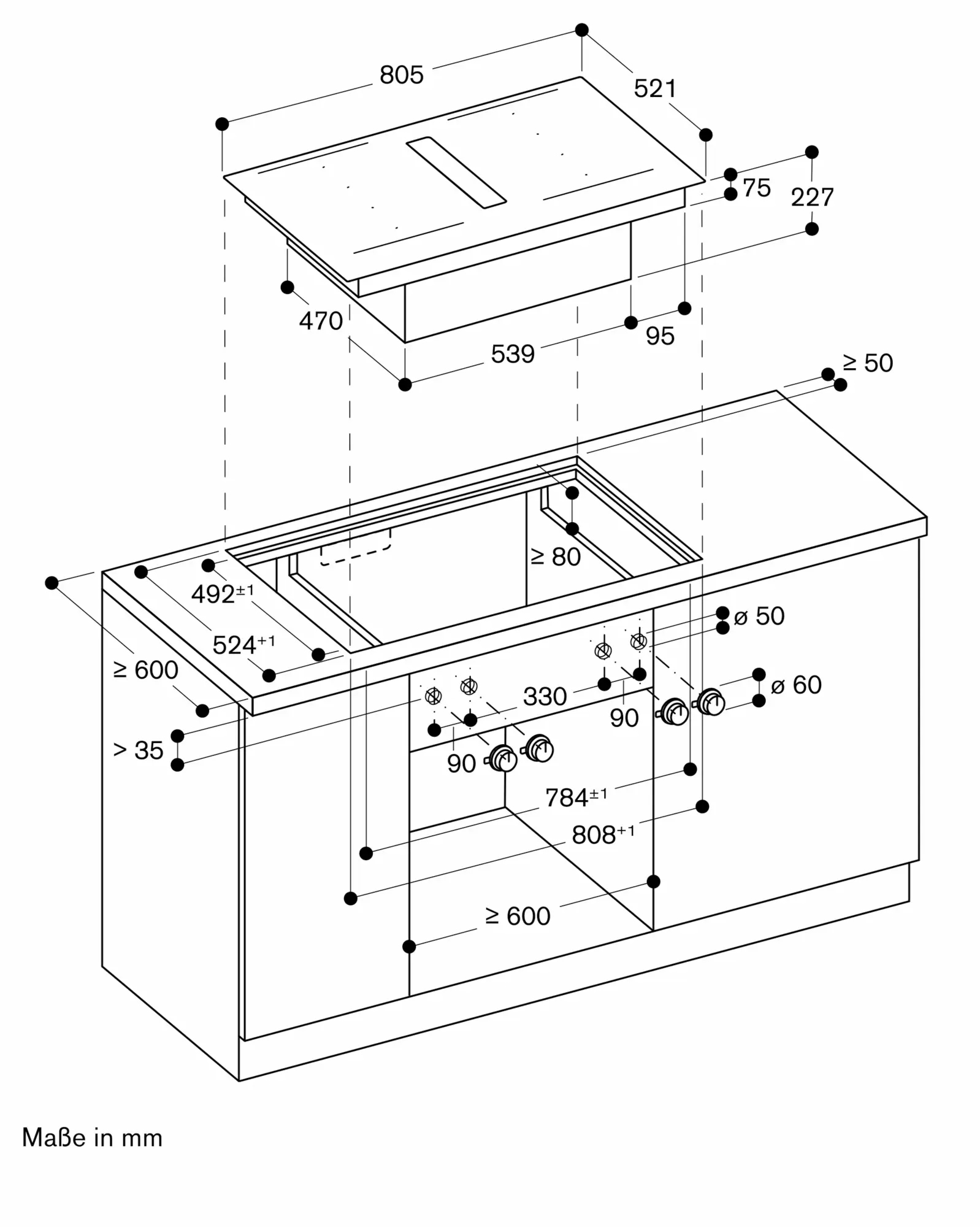 Gaggenau Series 200 Flex induction hob with integrated ventilation system