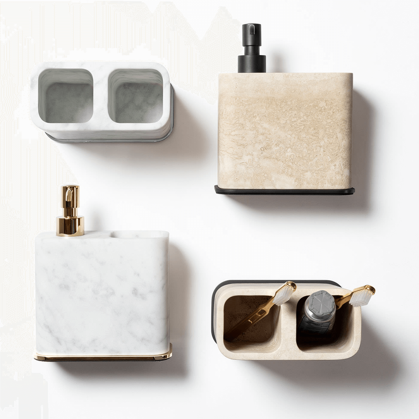 Polo Marble Double Toothbrush Holder